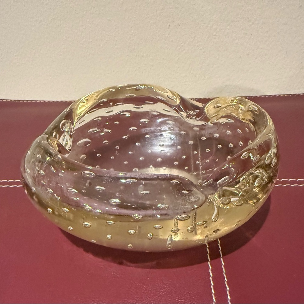 Murano-style Controlled Bubble Glass Bowl Ashtray ***foggy